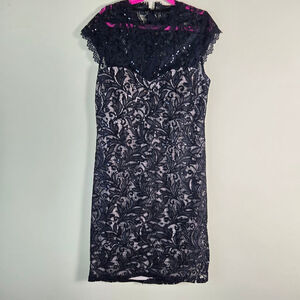 Juniors MY MICHELLE Black Beige Lace Sequin Cocktail Dress Size 5